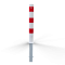 Barrier posts | Steel tube  102 x 2,9 mm | removable, with triangular locking mechanism | hot-dip galvanized and white coatedwith three red reflecting stripes | without eyelet